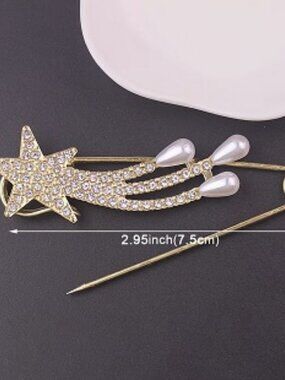 Brooch / Lapel Pin ~ Shooting Star Crystals & Pearls DP-1631